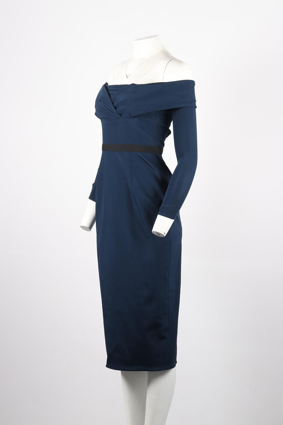 EMILIO DE LA MORENA OFF THE SHOULDER SILK BLEND MIDI DRESS UK 10