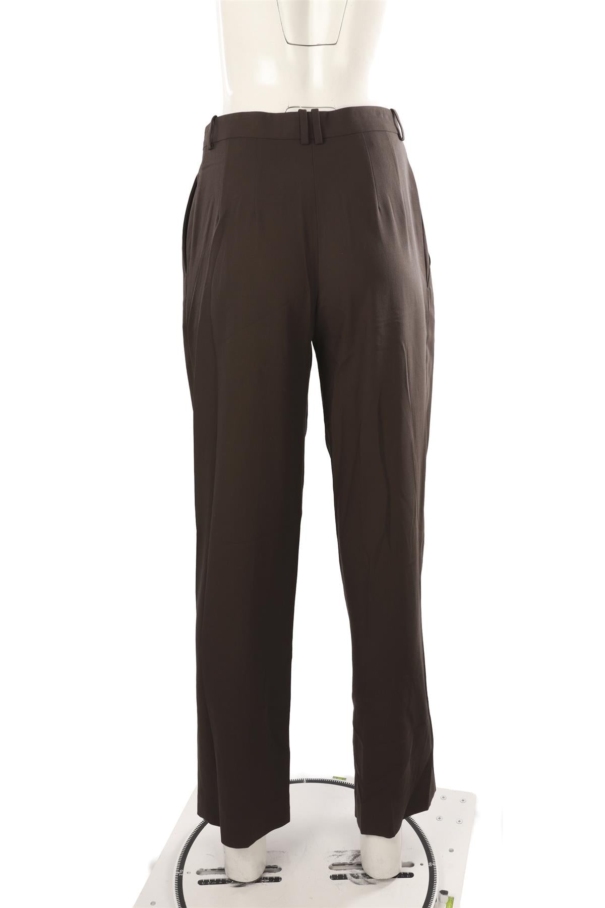 KHAKI WOOL STRAIGHT LEG PANTS