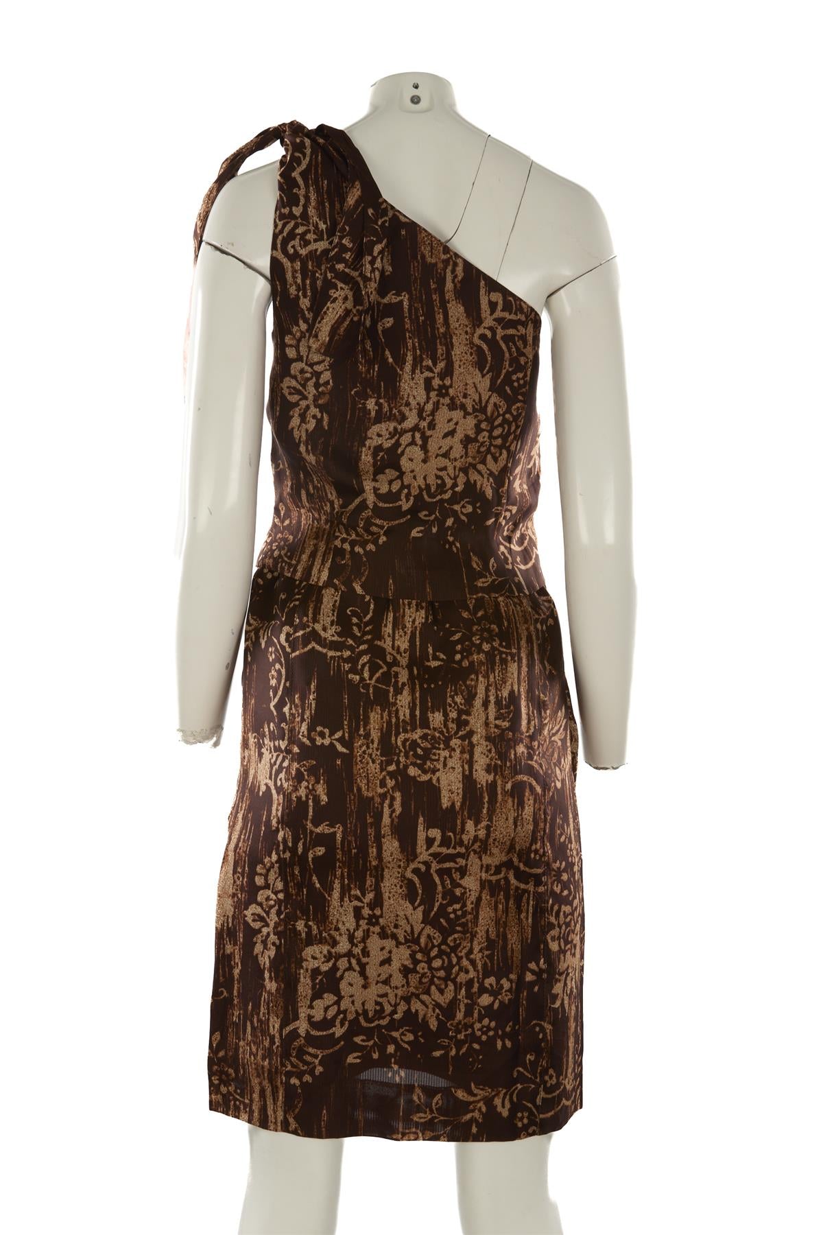 OSCAR DE LA RENTA BROWN 2009 SILK MINI DRESS US 6 UK 10