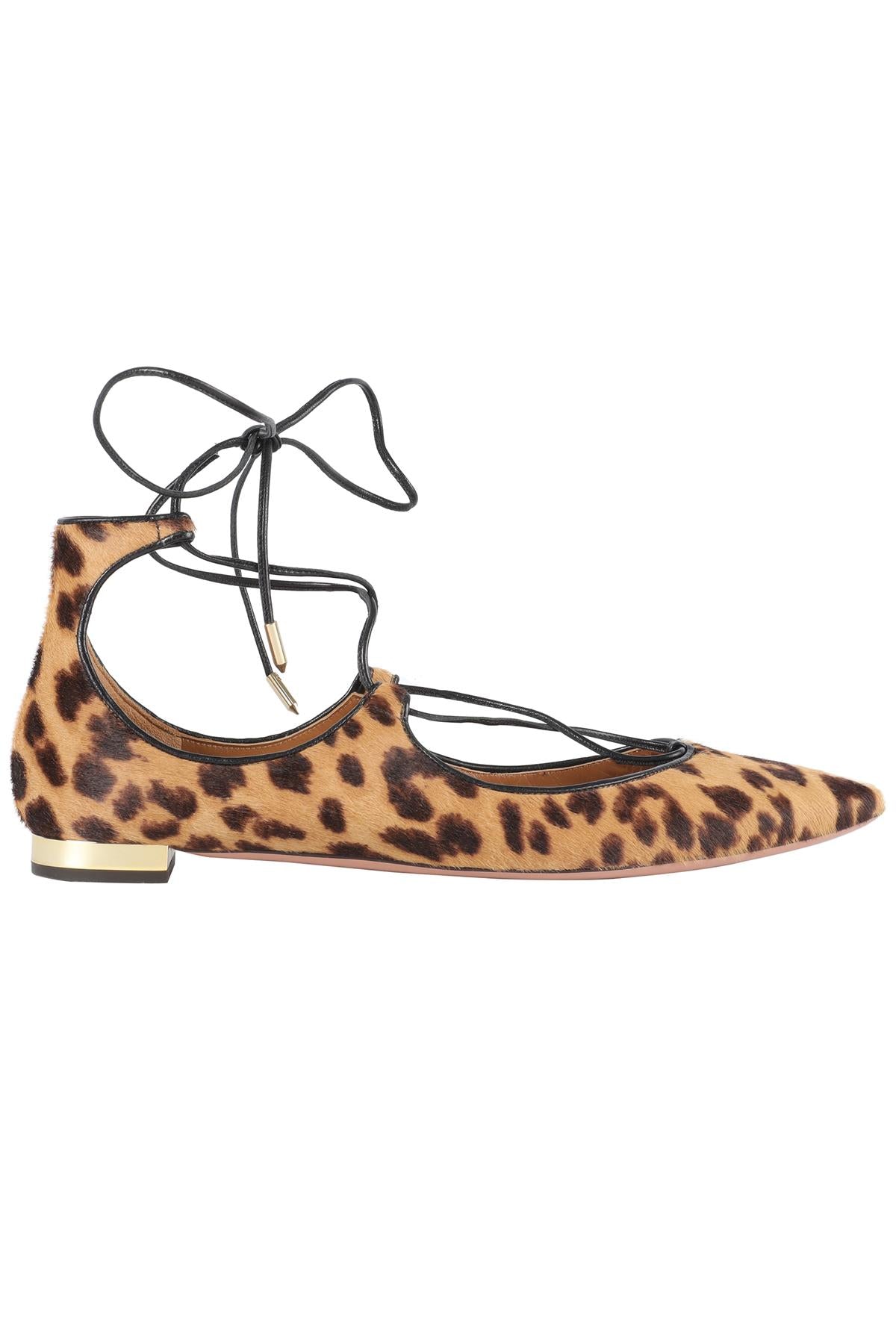 AQUAZZURA BROWN CALF HAIR BALLET FLATS EU 38.5 UK 5.5 US 8.5