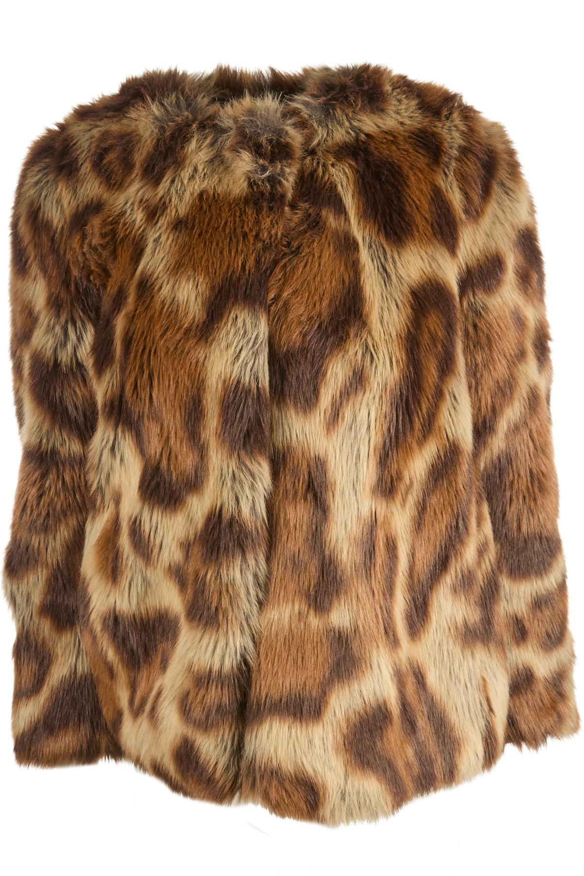 DRIES VAN NOTEN BROWN FAUX FUR JACKET FR 34 UK 6