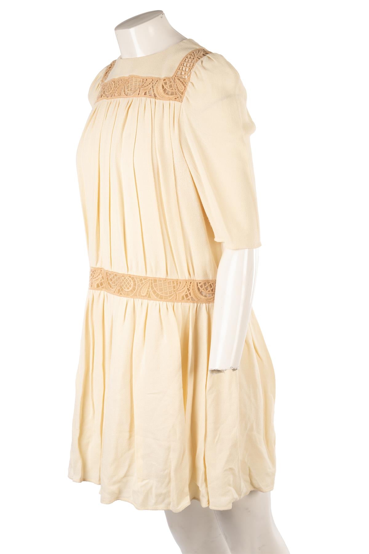 CHLOÉ CREAM CREPE MINI DRESS FR 36 UK 8