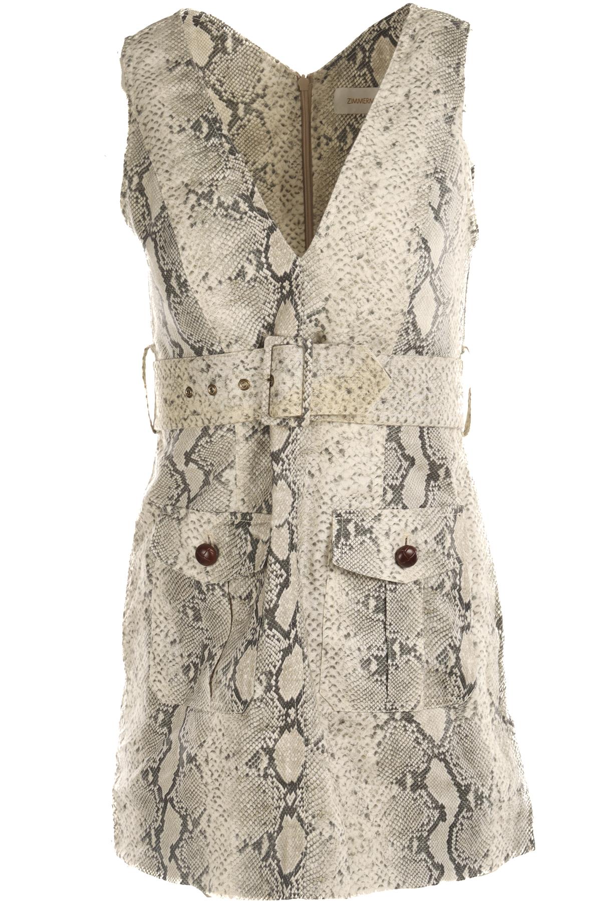 ZIMMERMANN GREEN LINEN MINI DRESS UK 8