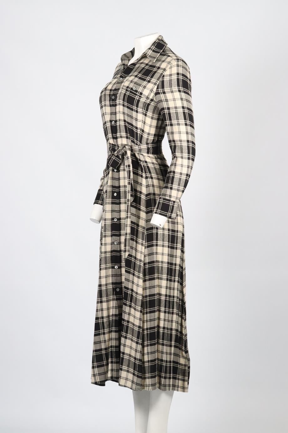 POLO RALPH LAUREN CHECKED WOOL BLEND MAXI DRESS US 4 UK 8