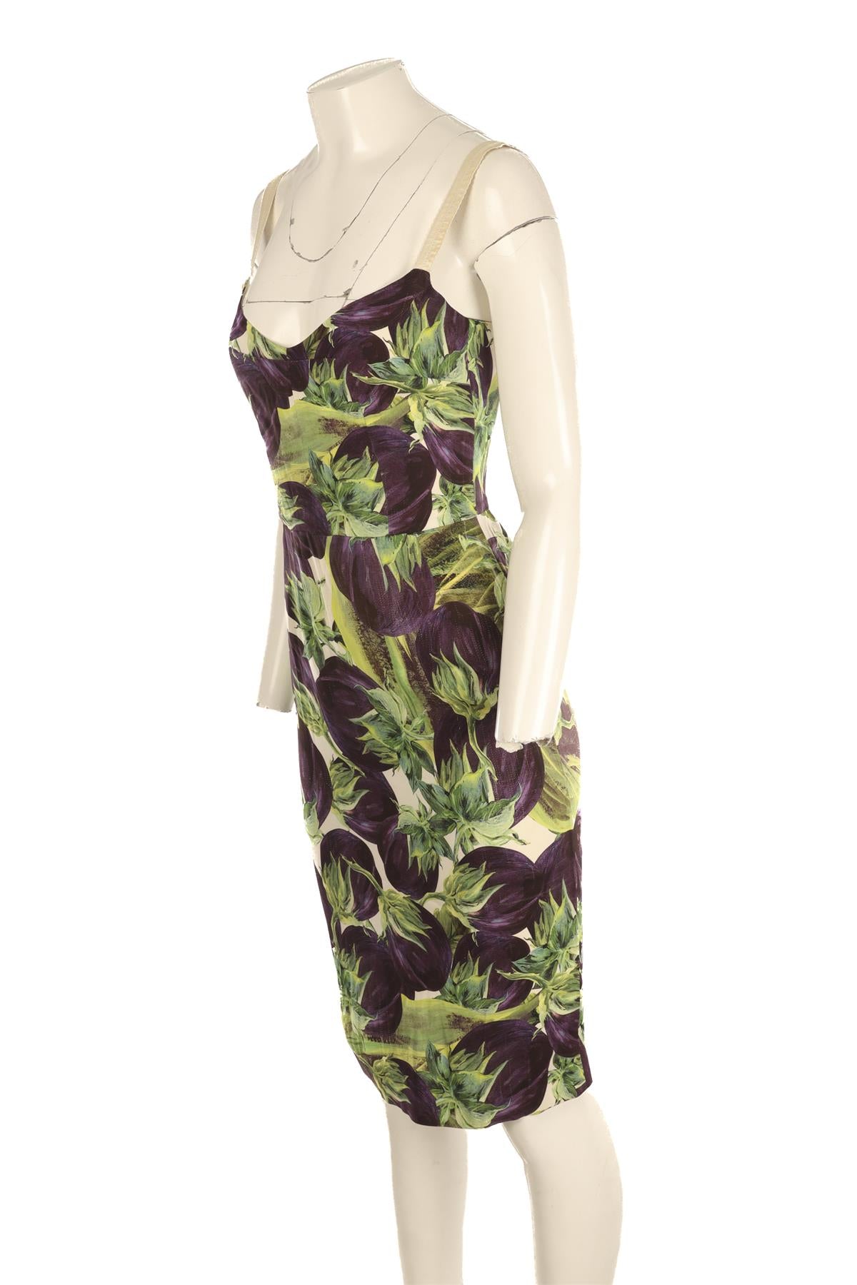 DOLCE & GABBANA PURPLE SATIN MIDI DRESS IT 40 UK 8