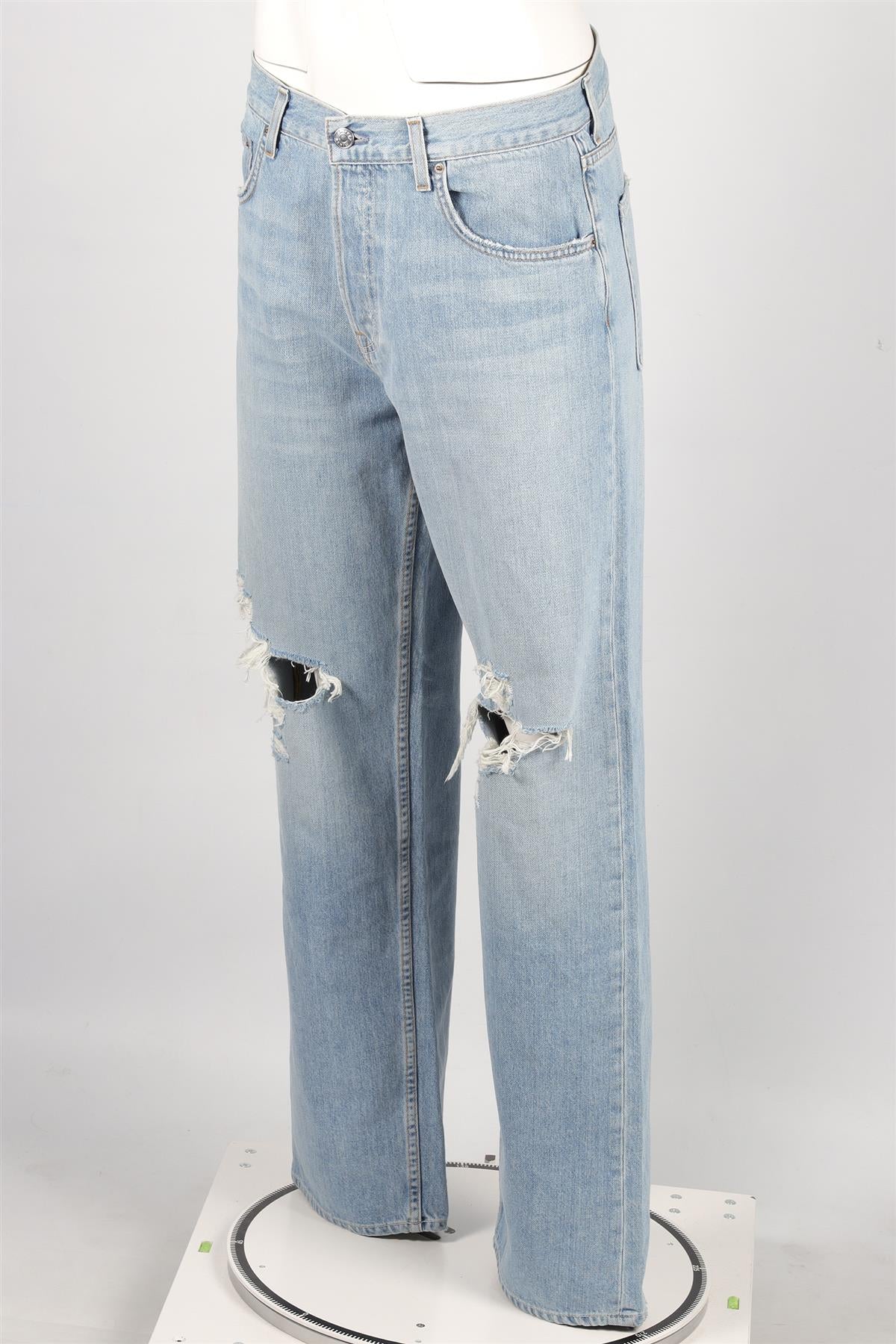 GRLFRND BLUE HIGH RISE STRAIGHT LEG JEANS W27 UK 8-10