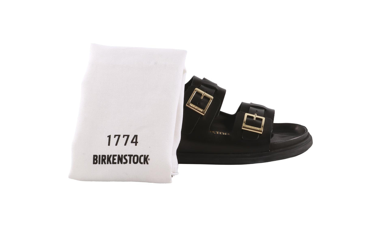 BIRKENSTOCK BLACK LEATHER SANDALS EU 40 UK 7 US 10