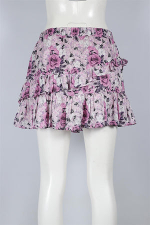 LOVESHACKFANCY PURPLE COTTON MINI SKIRT SMALL