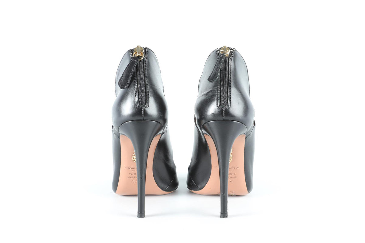 AQUAZZURA BLACK LEATHER SANDALS EU 37.5 UK 4.5 US 7.5