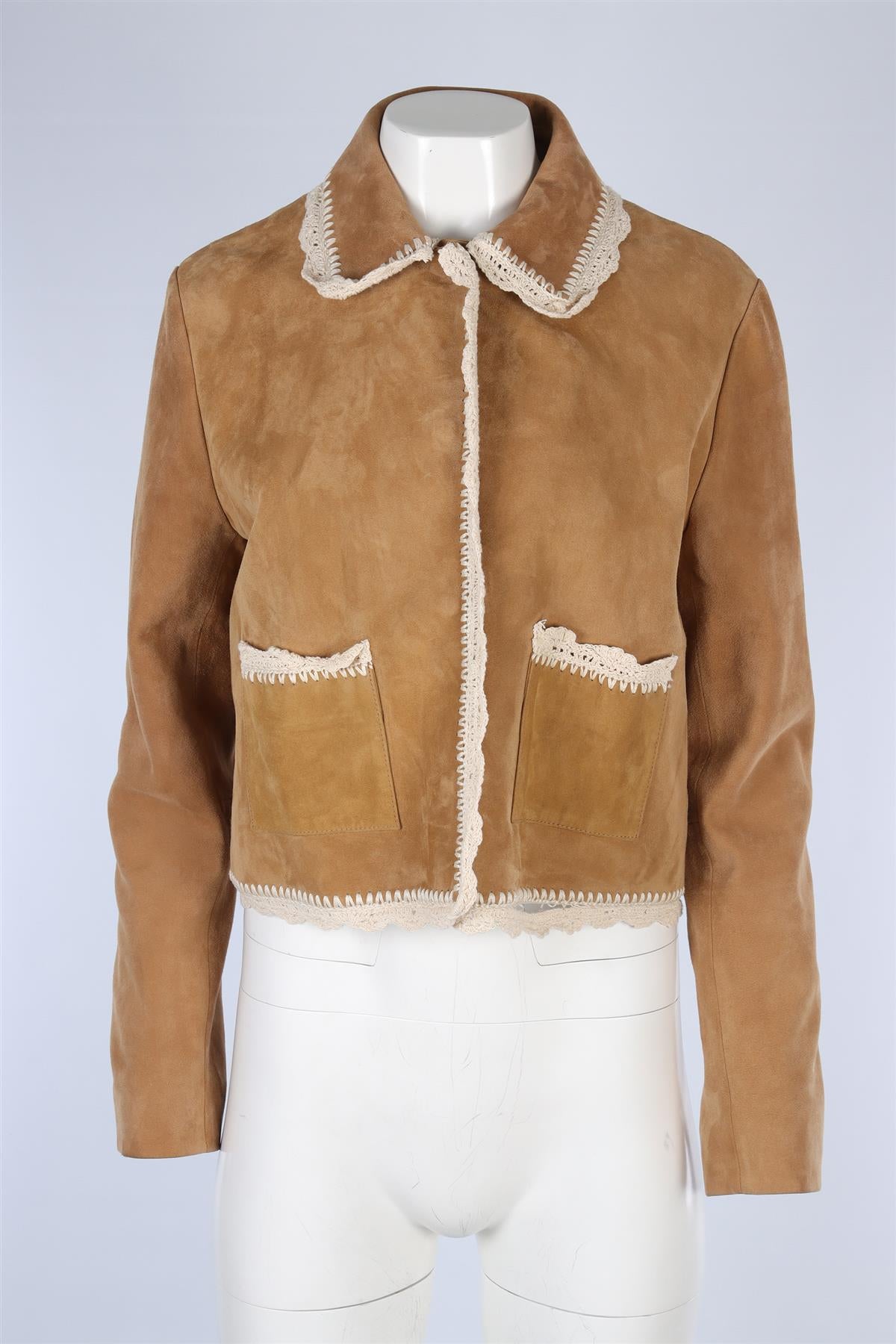 MAJE TAN SUEDE JACKET FR 40 UK 12