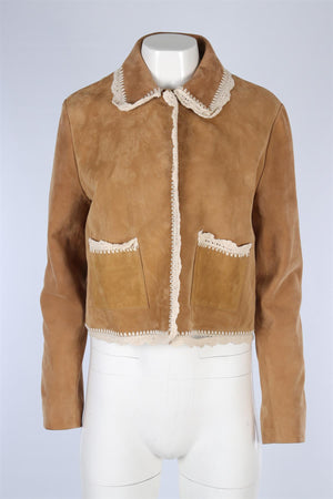 MAJE TAN SUEDE JACKET FR 40 UK 12