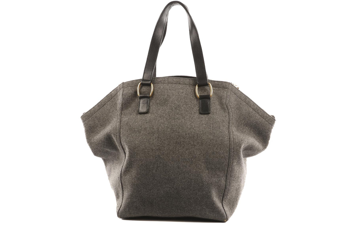 YVES SAINT LAURENT GREY DOWNTOWN FELT TOTE BAG