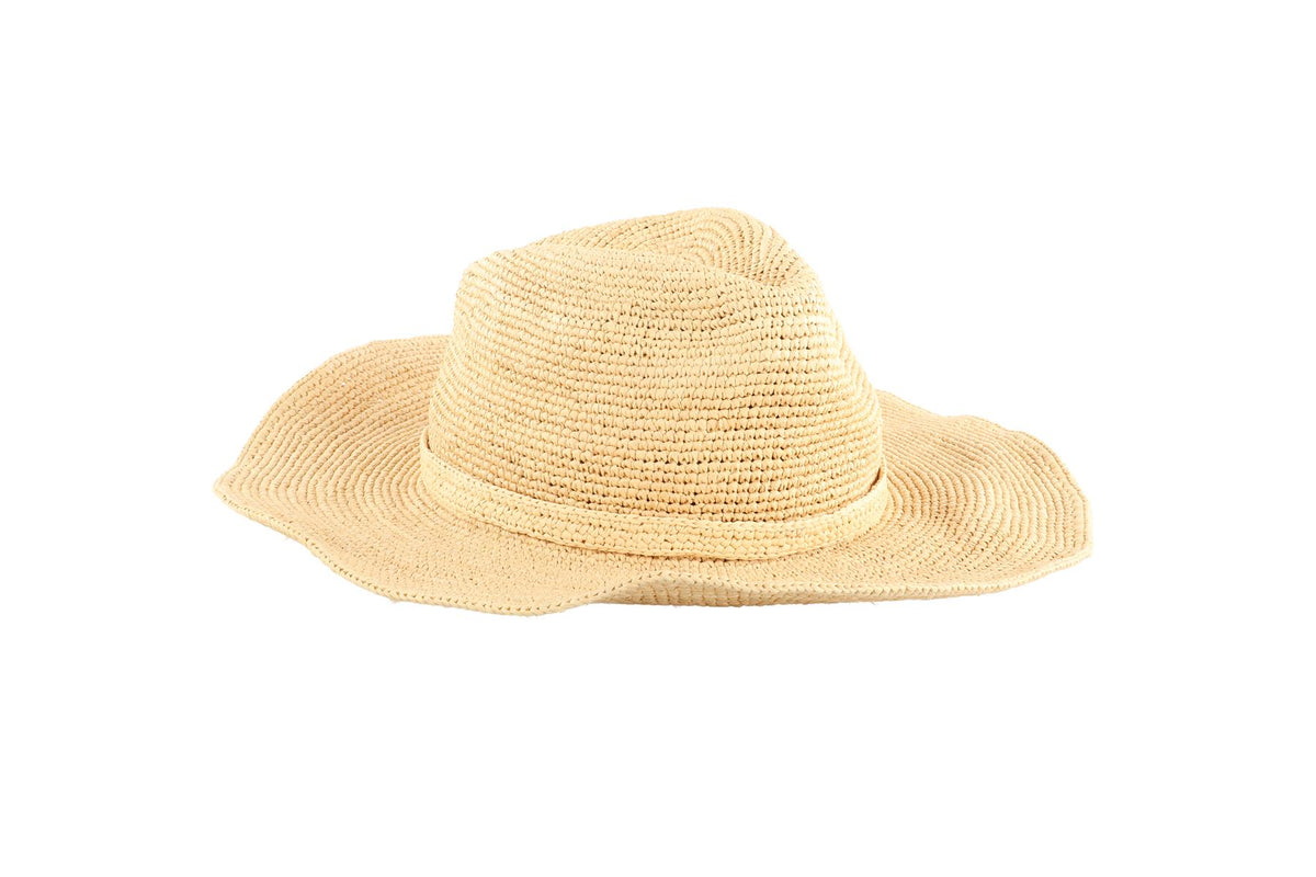 JANESSA LEONE BEIGE STRAW HAT MEDIUM