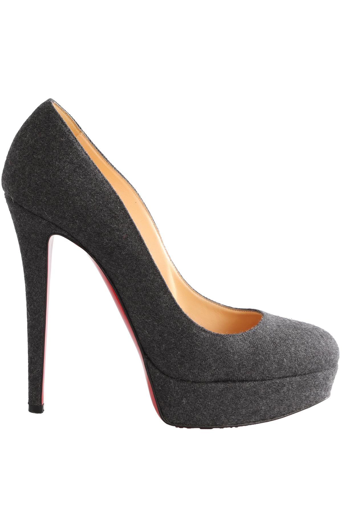CHRISTIAN LOUBOUTIN GREY FELT PLATFORM PUMPS EU 39 UK 6 US 9