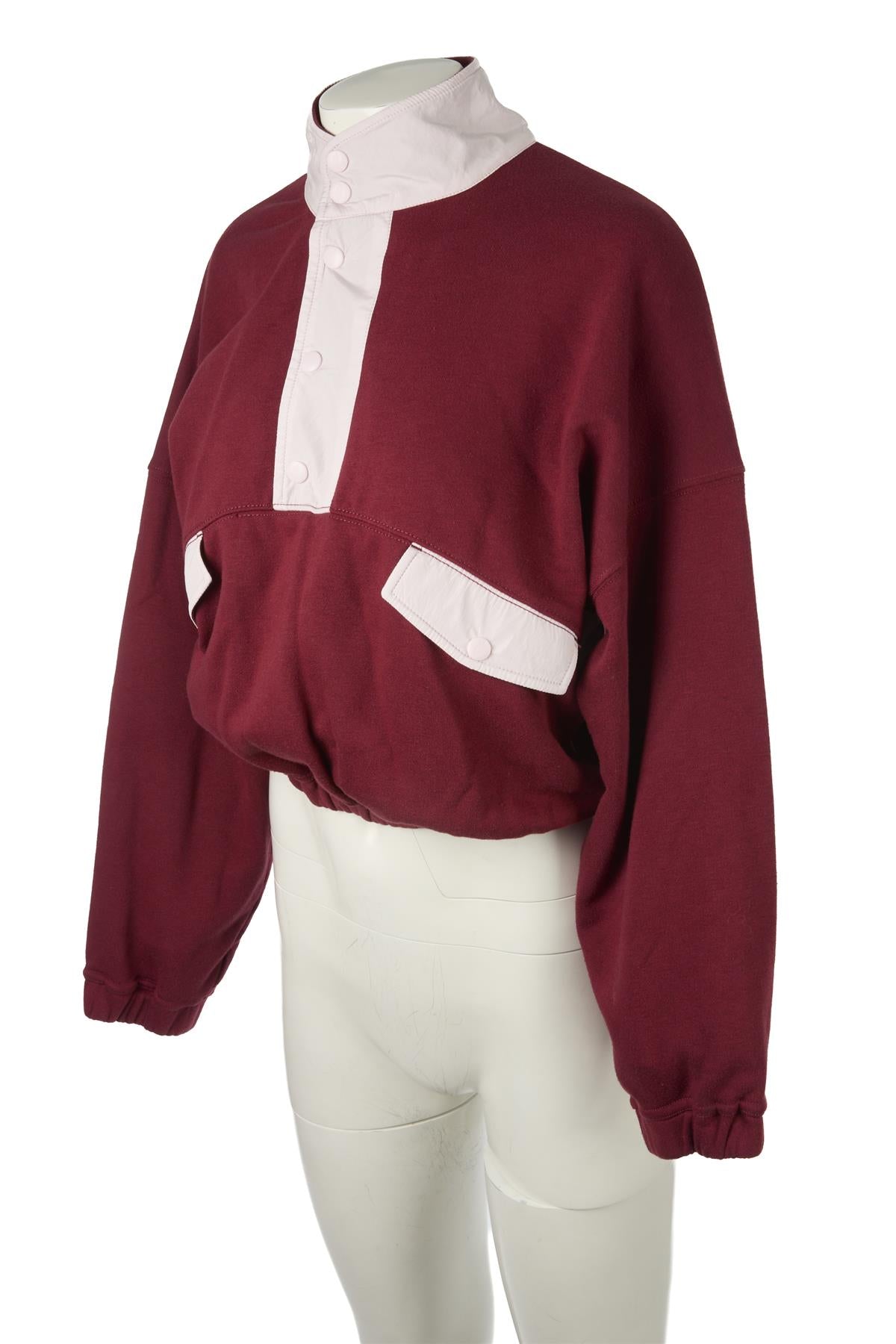 FREE PEOPLE BURGUNDY COTTON SWEATSHIRT XSMALL