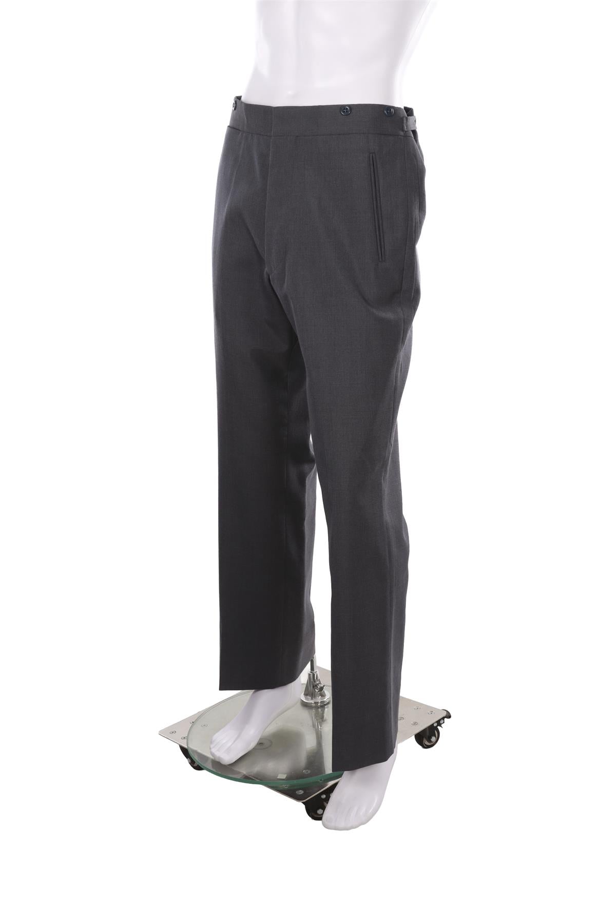 BLUE MEN'S WOOL STRAIGHT LEG PANTS