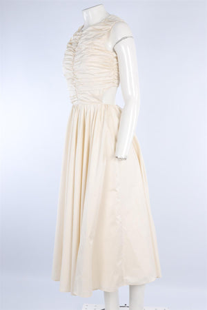 MORE NOIR CREAM COTTON MAXI DRESS SMALL