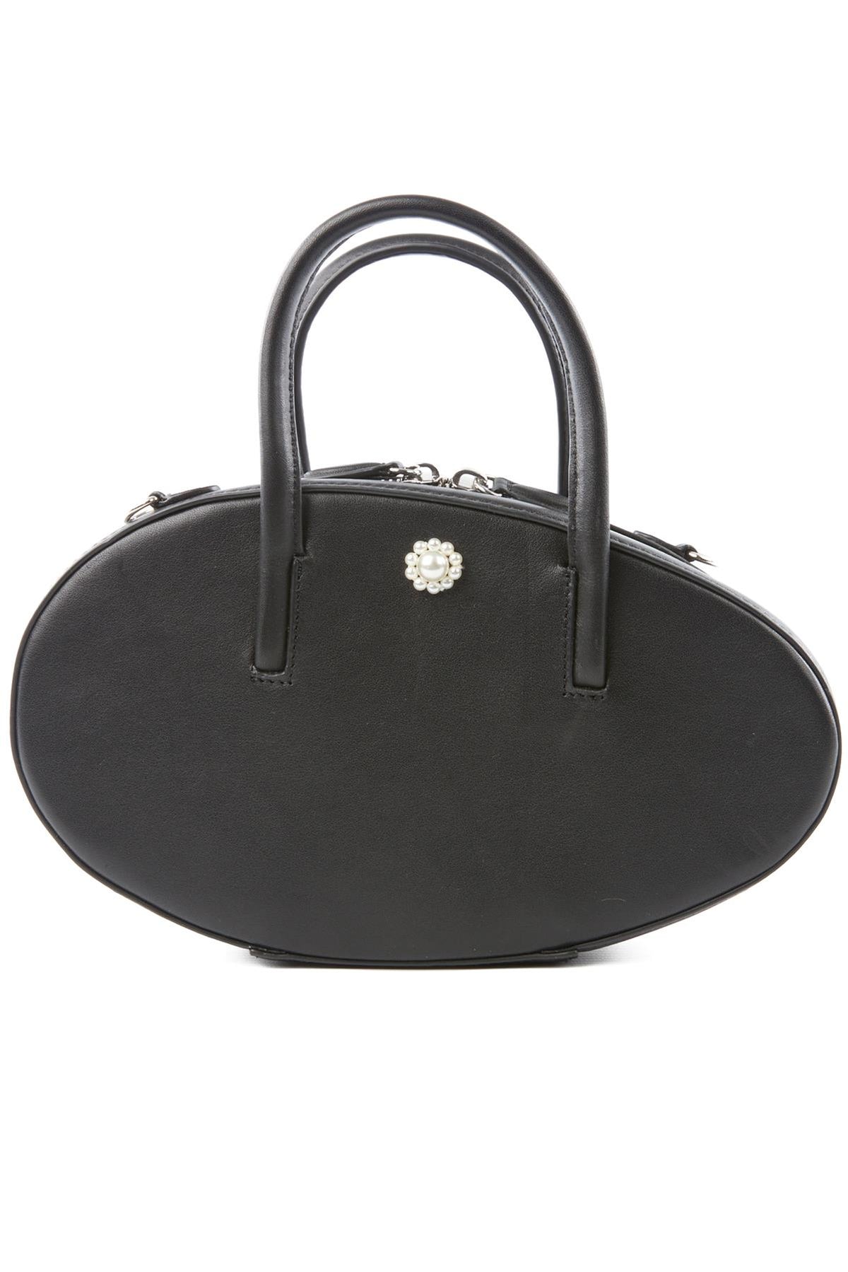 SIMONE ROCHA BLACK EGG CASE LEATHER TOTE BAG