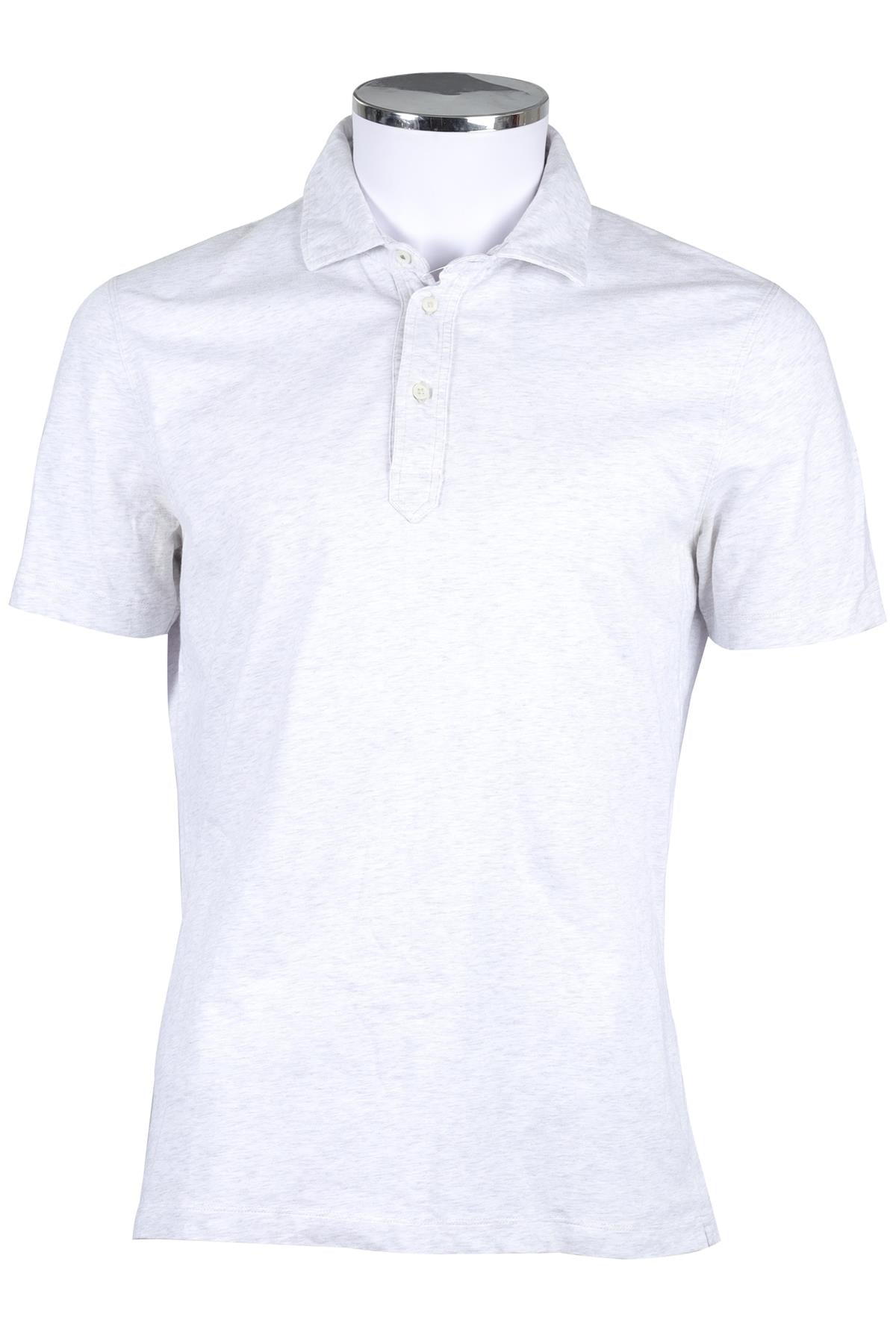 BRUNELLO CUCINELLI GREY MEN'S COTTON POLO SHIRT MEDIUM