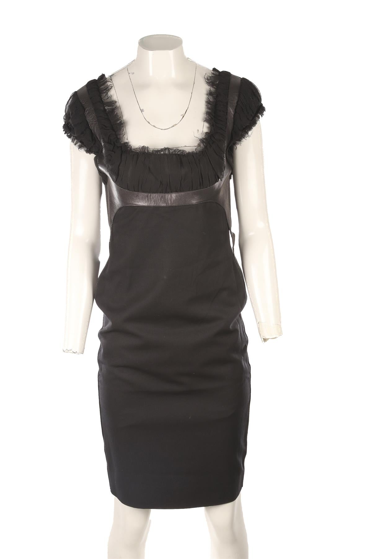 ALEXANDER MCQUEEN BLACK 2001 WOOL MIDI DRESS IT 42 UK 10