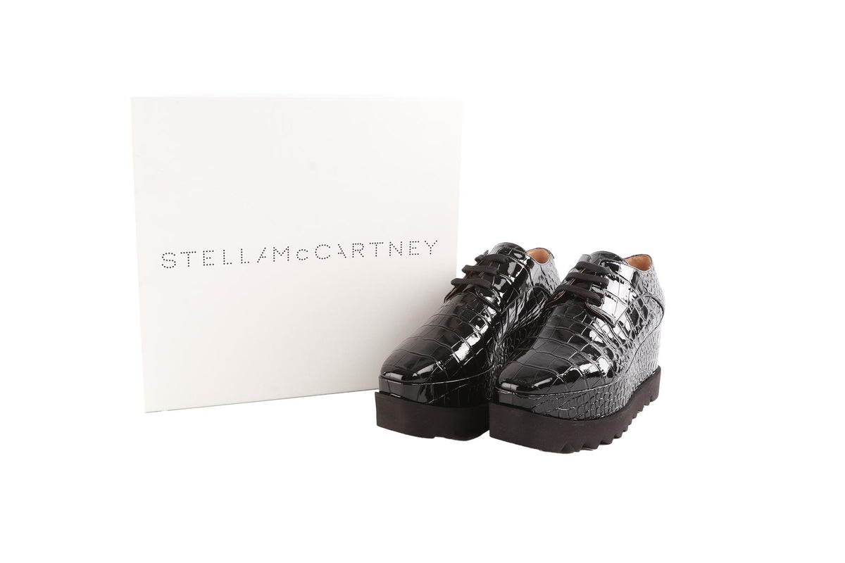 STELLA MCCARTNEY BLACK ELYSE FAUX LEATHER PLATFORM SHOES EU 39 UK 6 US 9