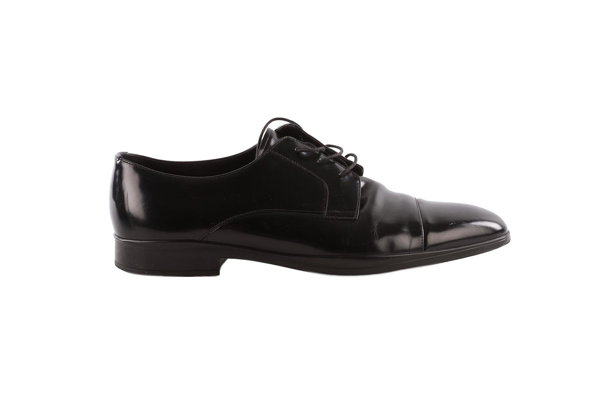 PRADA BLACK MEN'S PATENT LEATHER OXFORD SHOES EU 46 UK 12 US 13