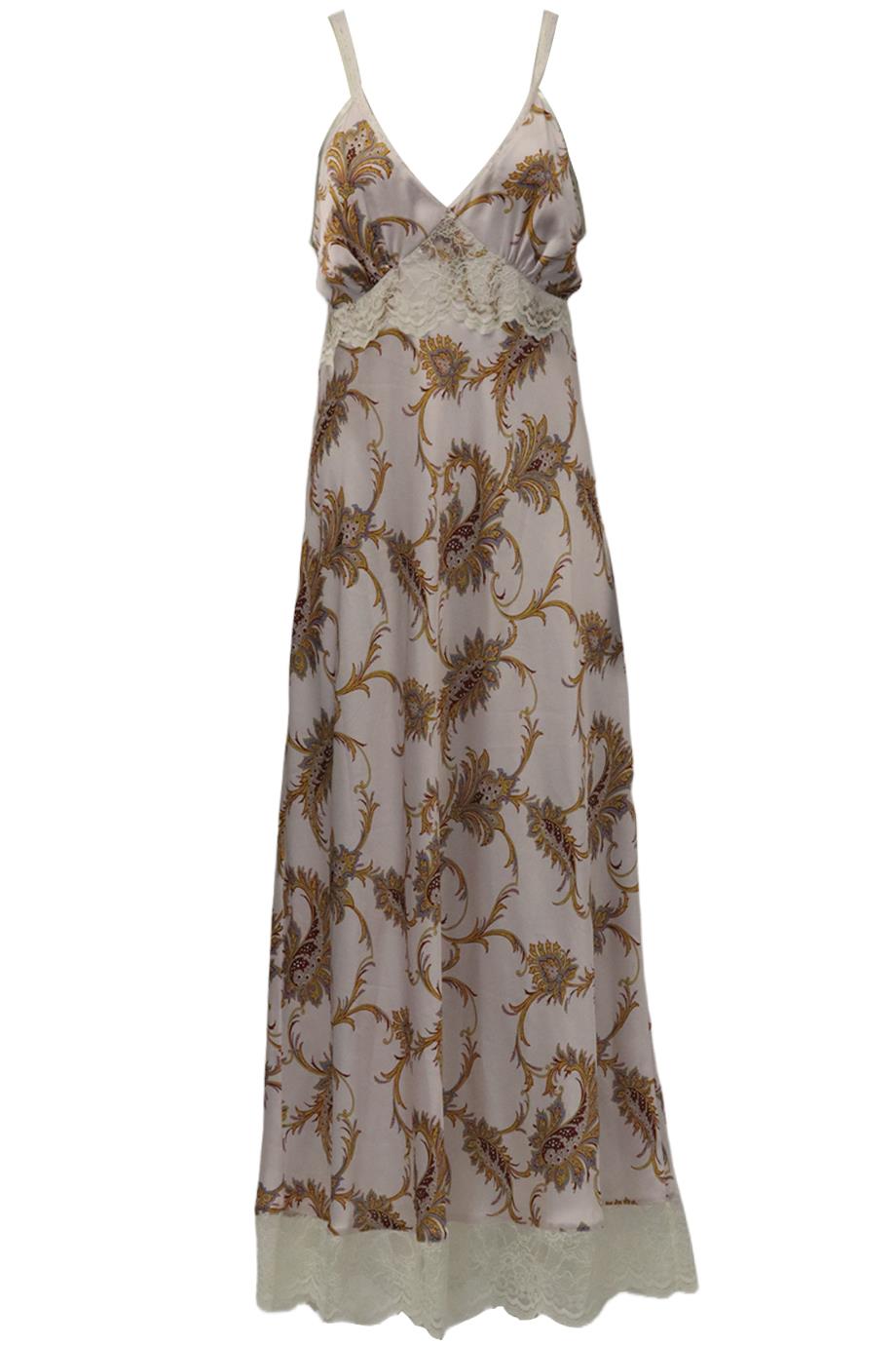 PACO RABANNE PRINTED SATIN MAXI DRESS FR 44 UK 16