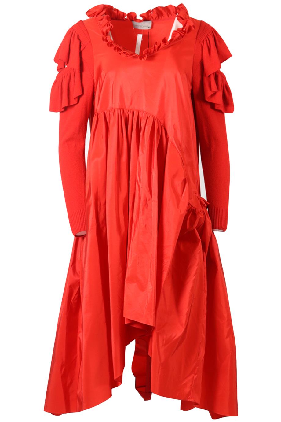 PREEN BY THORNTON BREGAZZI TAFFETA AND WOOL BLEND MAXI DRESS SMALL