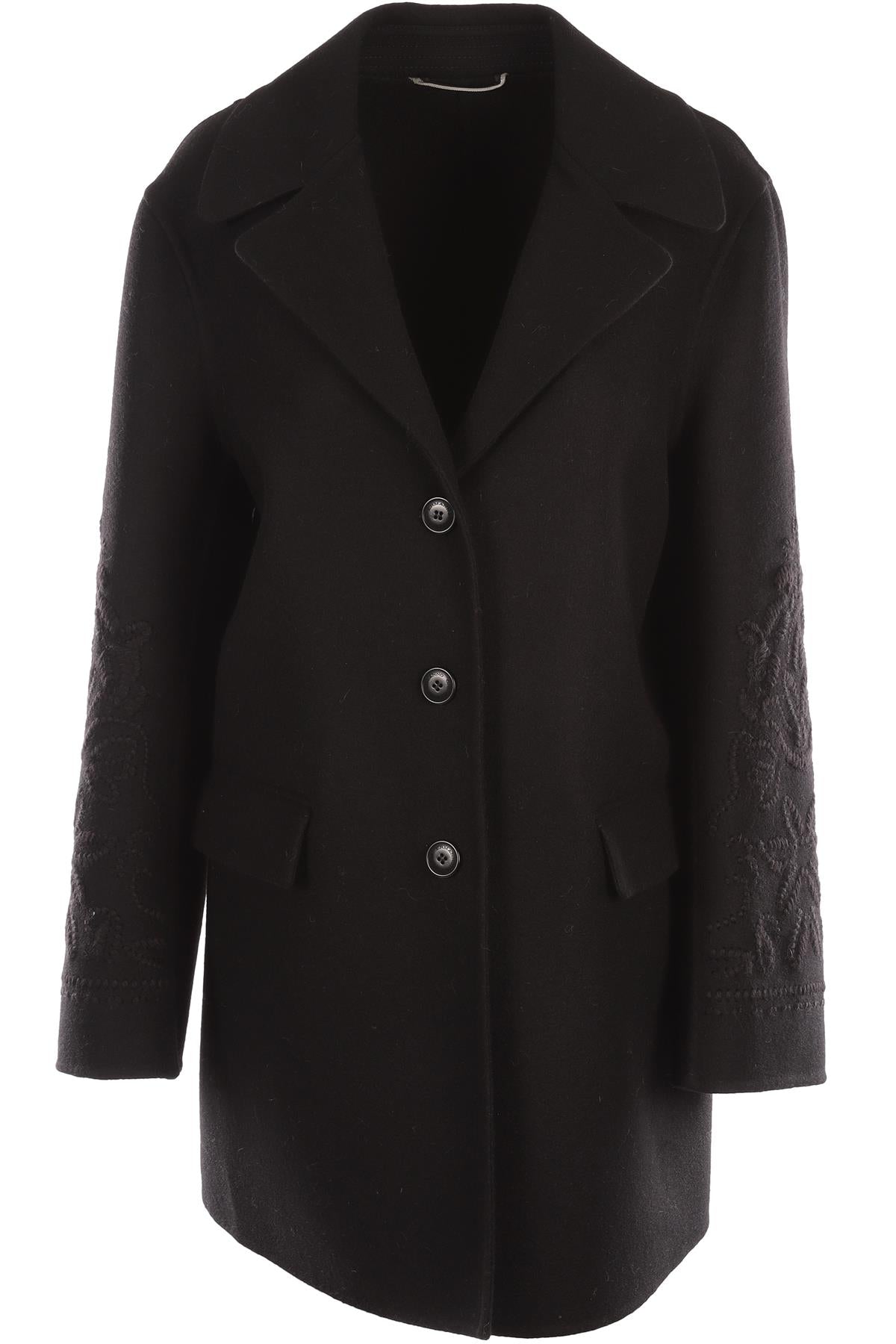 ERMANNO SCERVINO BLACK WOOL COAT IT 44 UK 12