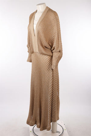 CHLOÉ GOLD KNIT MAXI DRESS SMALL