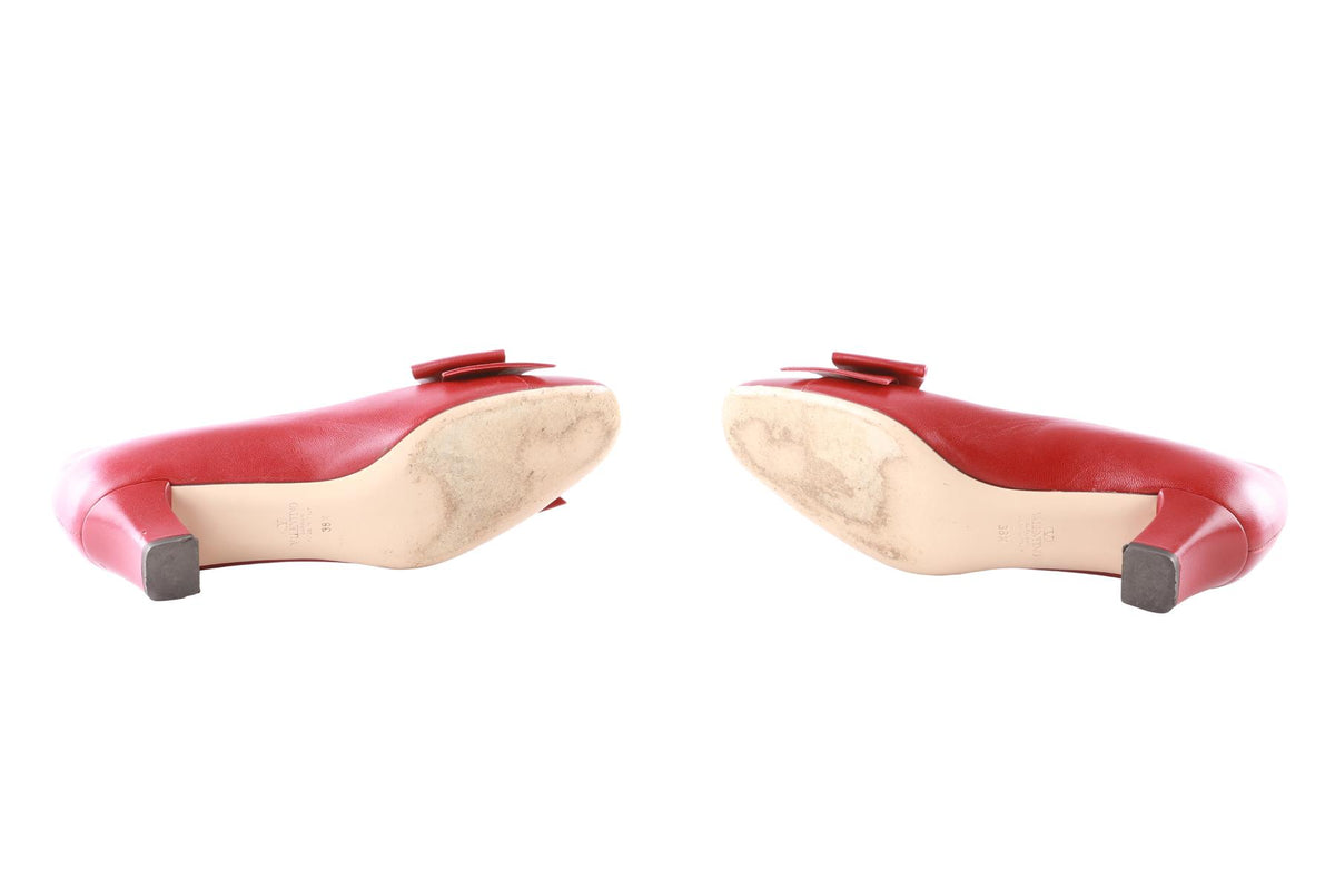VALENTINO GARAVANI RED LEATHER PUMPS EU 38.5 UK 5.5 US 8.5