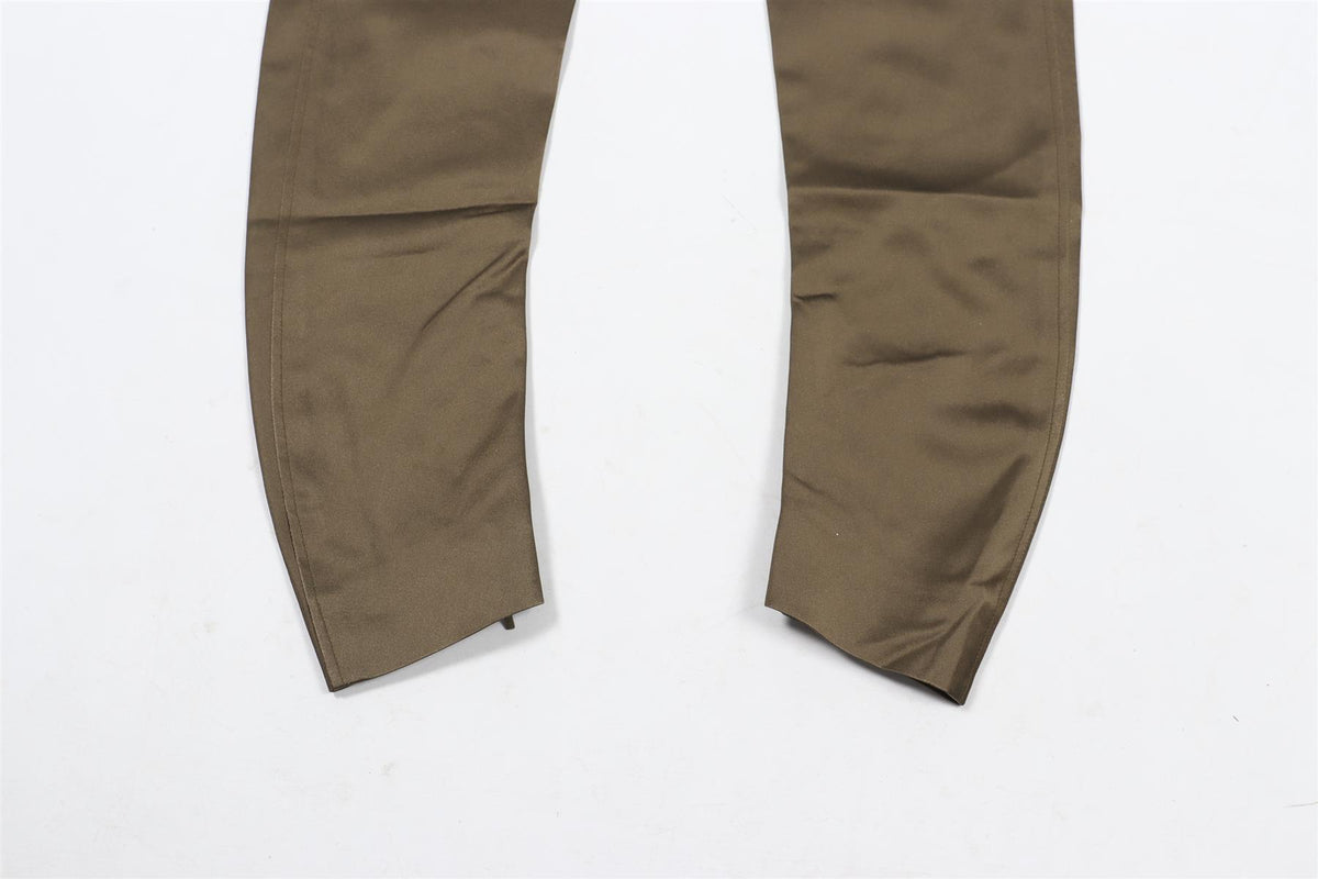VERSACE GREEN VINTAGE SATIN SKINNY PANTS IT 38 UK 6