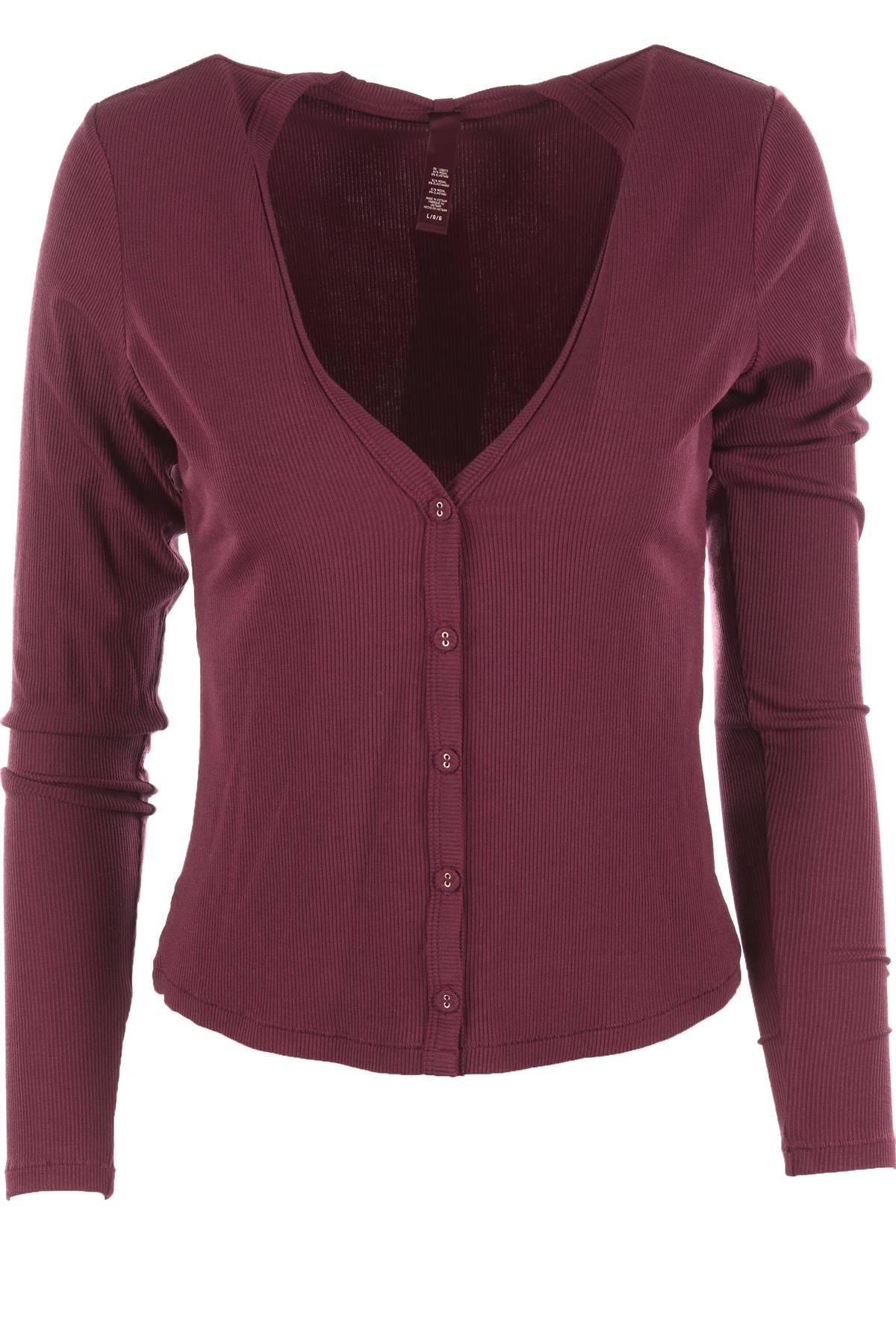 SKIMS BURGUNDY JERSEY TOP LARGE