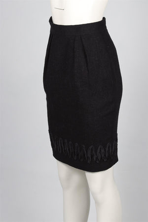 CHANEL BLACK COTTON MINI SKIRT FR 36 UK 8