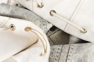 YVES SAINT LAURENT WHITE REVERSIBLE DOUBLE SAC Y LEATHER TOTE BAG