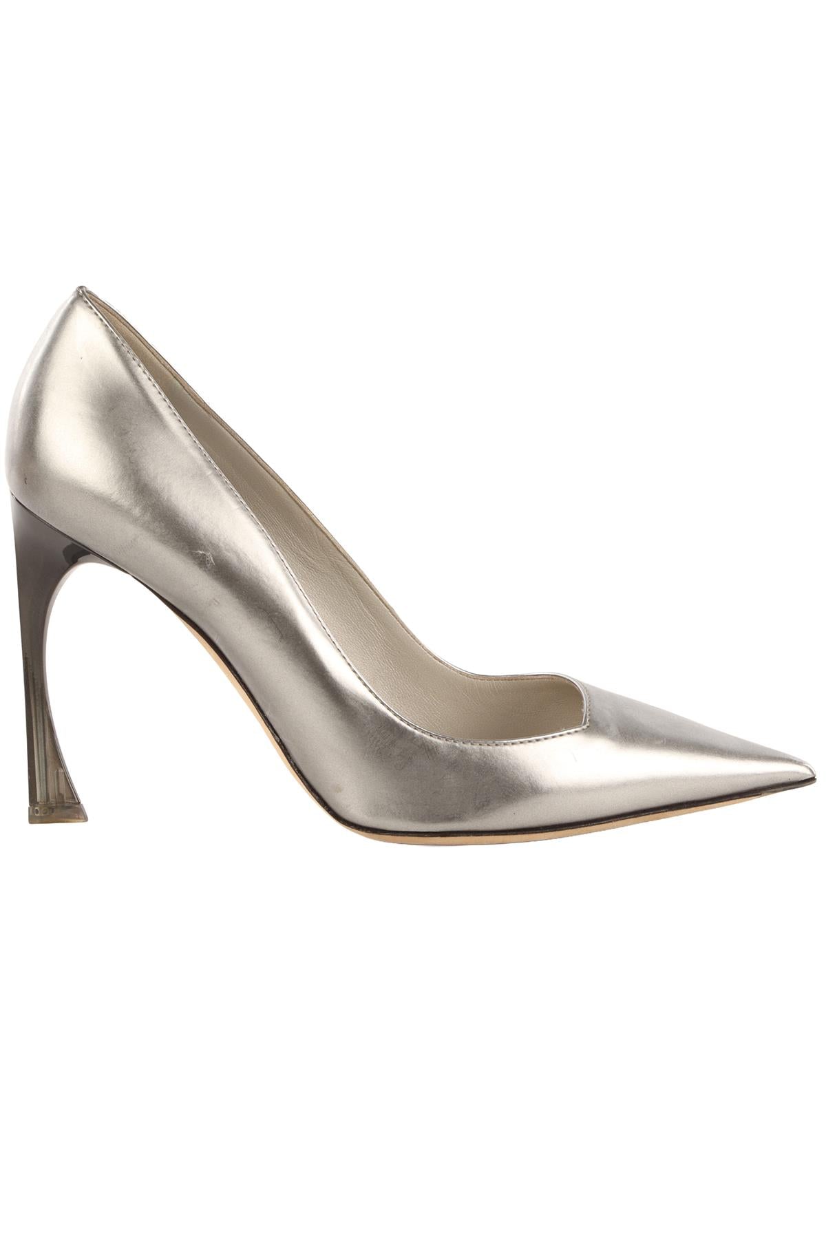 CHRISTIAN DIOR SILVER LEATHER PUMPS EU 37 UK 4