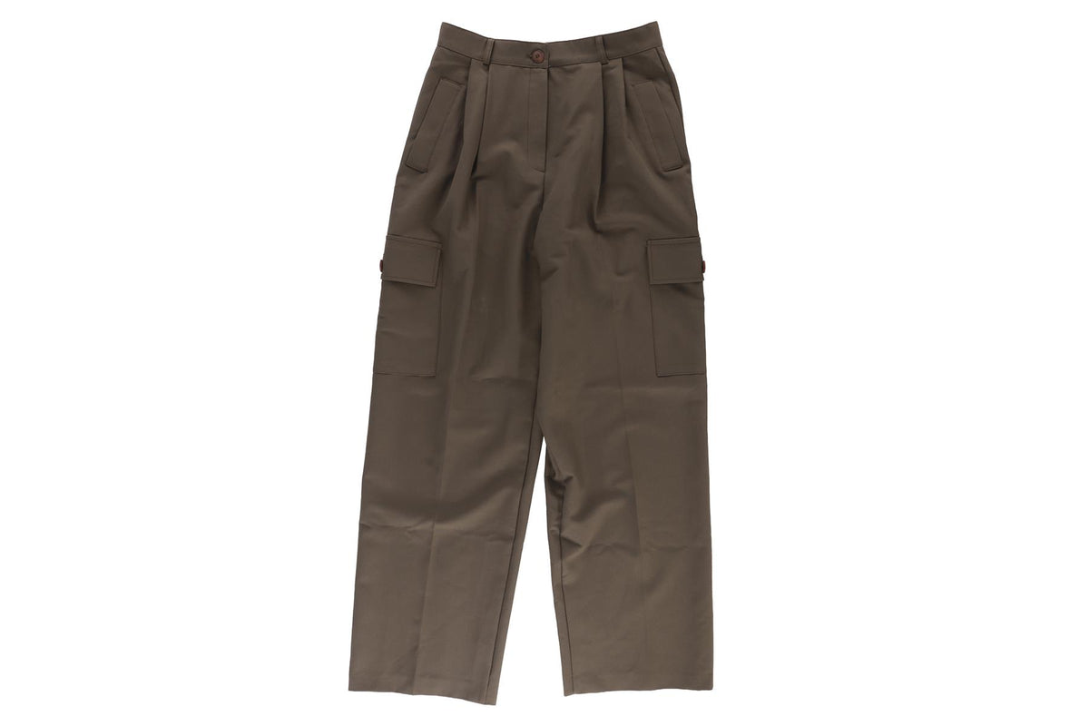 THE FRANKIE SHOP GREEN WOVEN STRAIGHT LEG PANTS MEDIUM