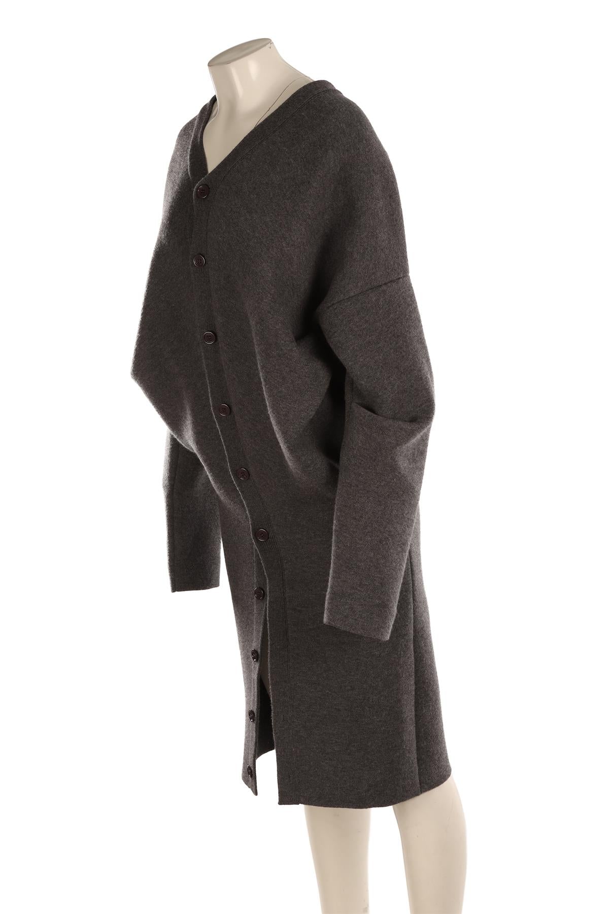 LOEWE GREY WOOL CARDIGAN SMALL