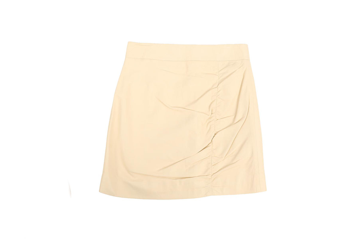 ZEYNAP ARCAY CREAM LEATHER MINI SKIRT FR 36 UK 8