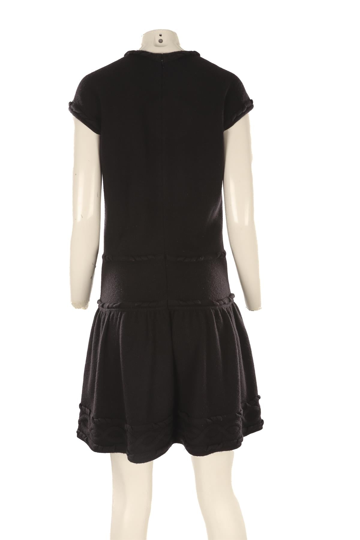 CHANEL BLACK 2011 WOOL DRESS FR 38 UK 10