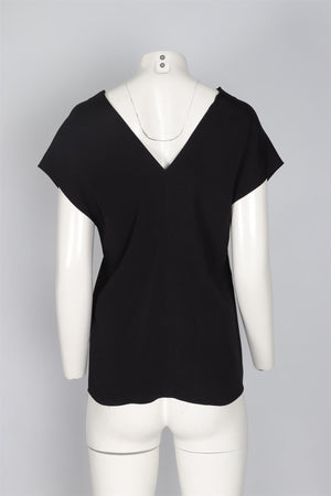 THE ROW BLACK CREPE TOP MEDIUM