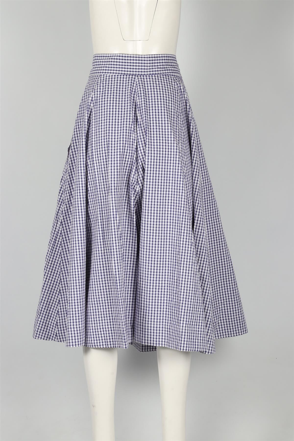 LISA MARIE FERNANDEZ BLUE CHECKED COTTON MAXI SKIRT US 2 UK 6