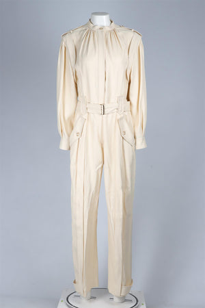 ALBERTA FERRETTI CREAM LINEN JUMPSUIT IT 44 UK 12