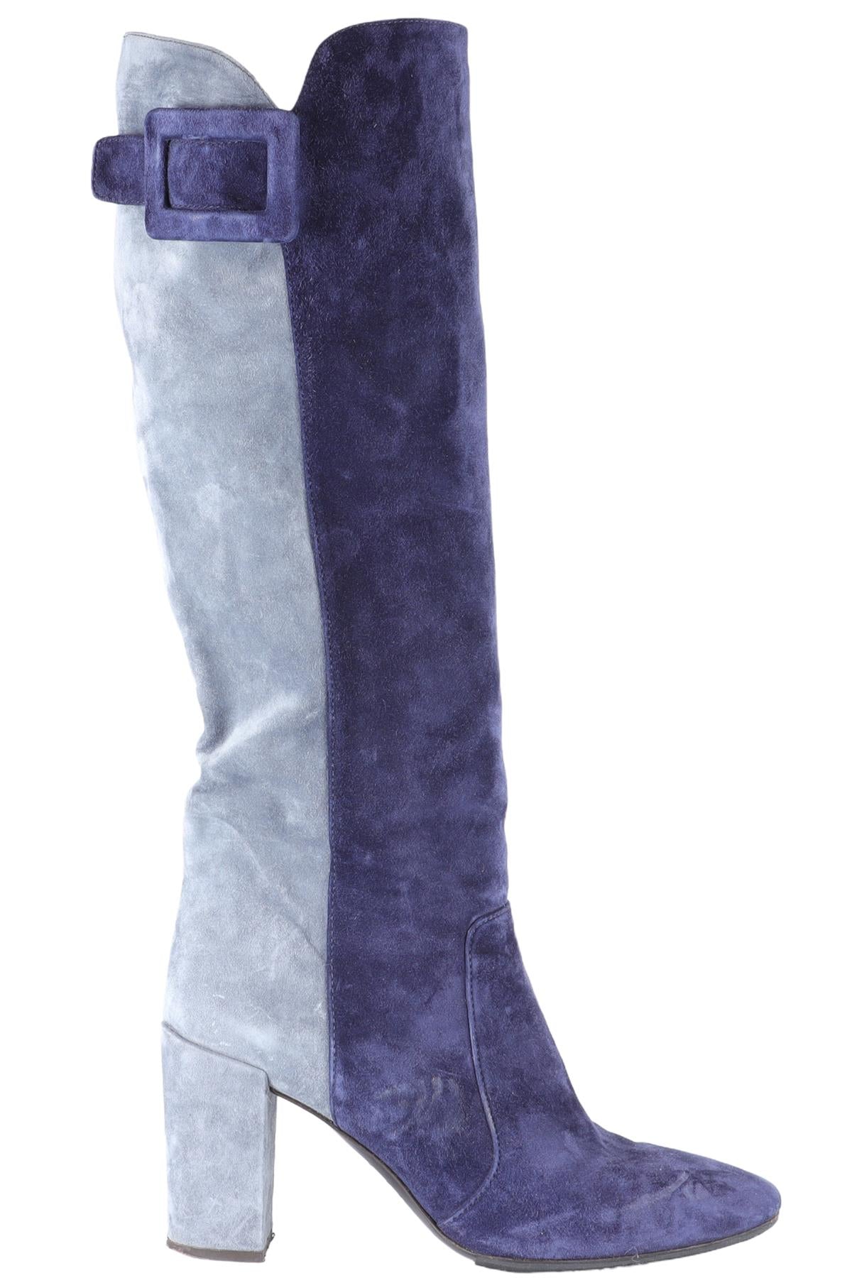 ROGER VIVIER BLUE SUEDE KNEE HIGH BOOTS EU 38 UK 5 US 8