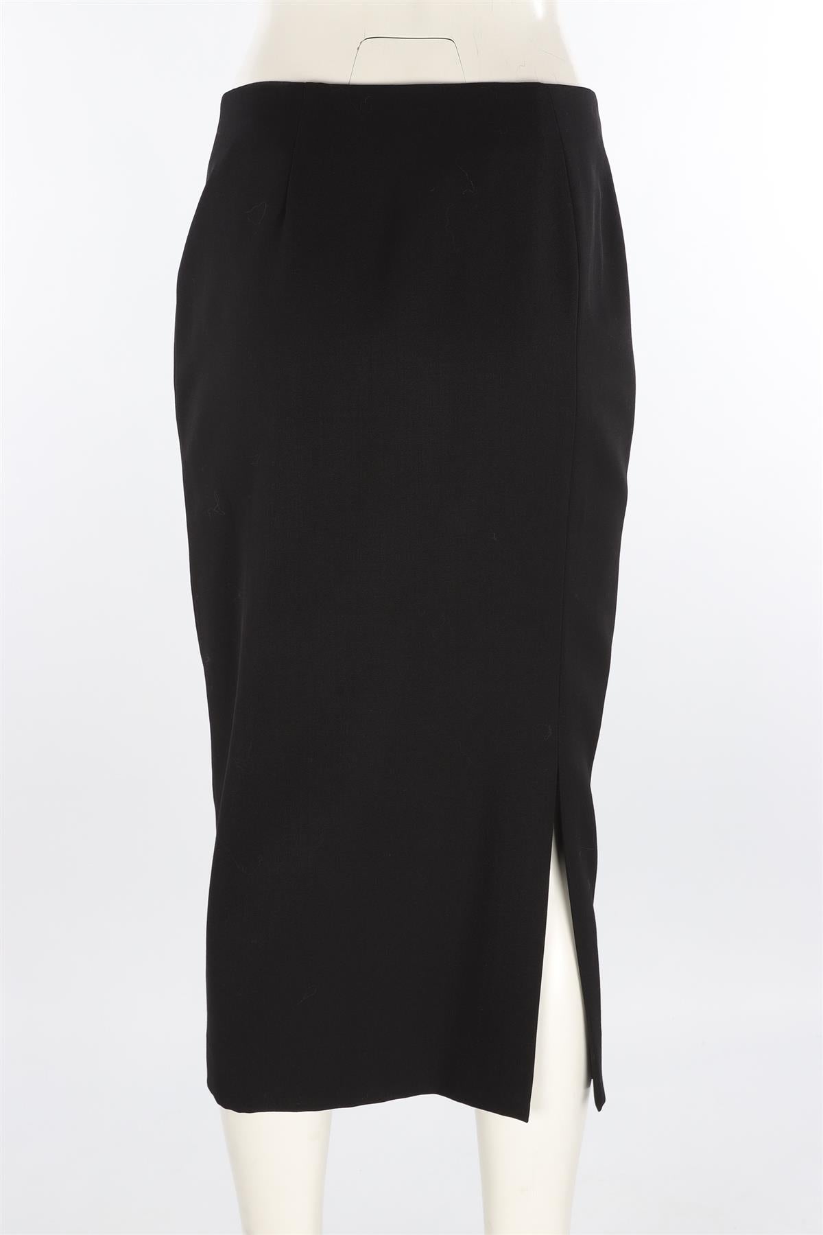 HAIDER ACKERMANN BLACK WOOL MIDI SKIRT FR 40 UK 8