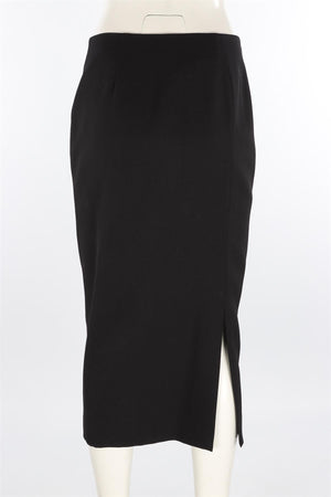 HAIDER ACKERMANN BLACK WOOL MIDI SKIRT FR 40 UK 8