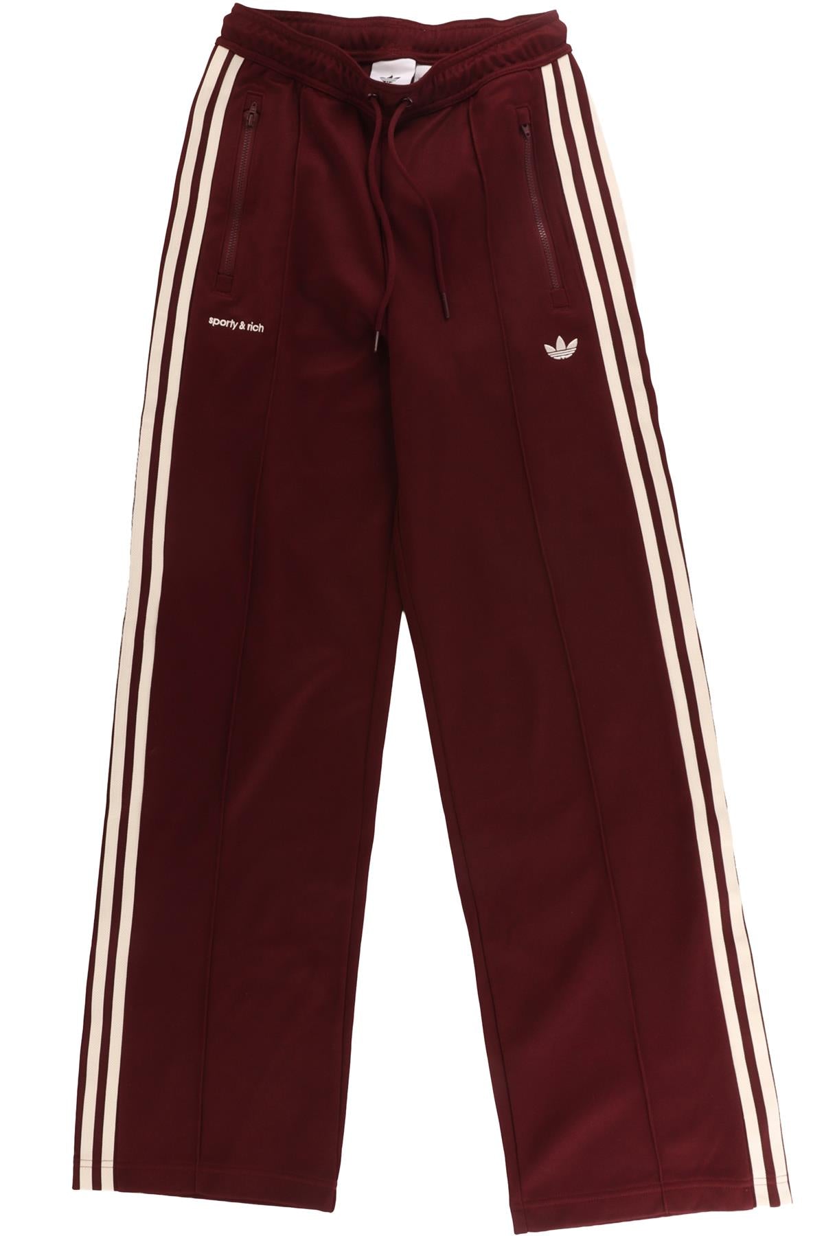 SPORTY & RICH + ADIDAS BURGUNDY COTTON TRACK PANTS XSMALL