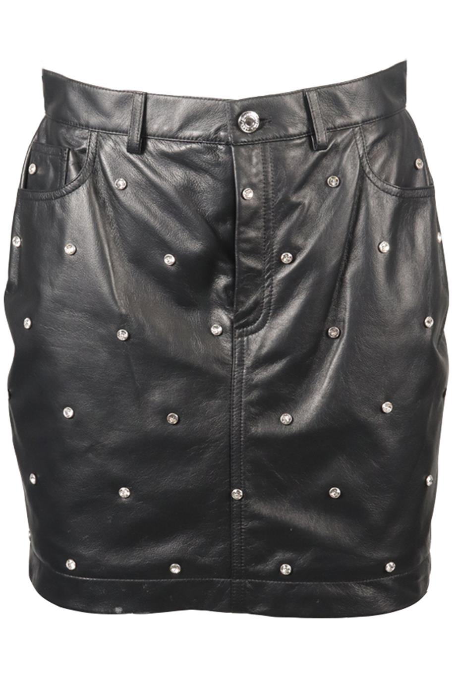 ALEXANDRE VAUTHEIR 2023 CRYSTAL AND LEATHER SKIRT FR 40 UK 12