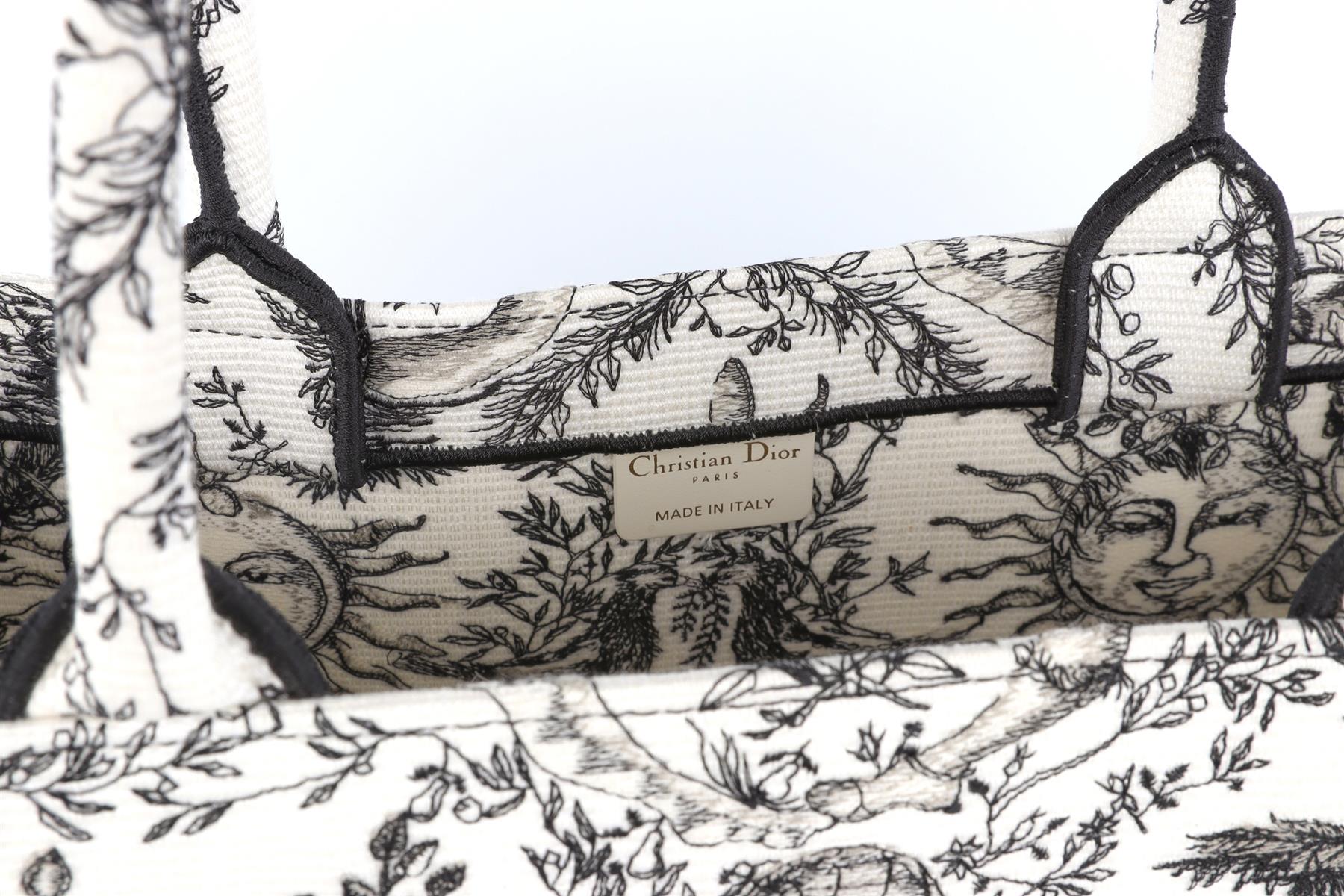CHRISTIAN DIOR WHITE BOOK LARGE TOILE DE JOUY SOLEIL CANVAS TOTE BAG