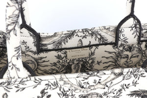 CHRISTIAN DIOR WHITE BOOK LARGE TOILE DE JOUY SOLEIL CANVAS TOTE BAG
